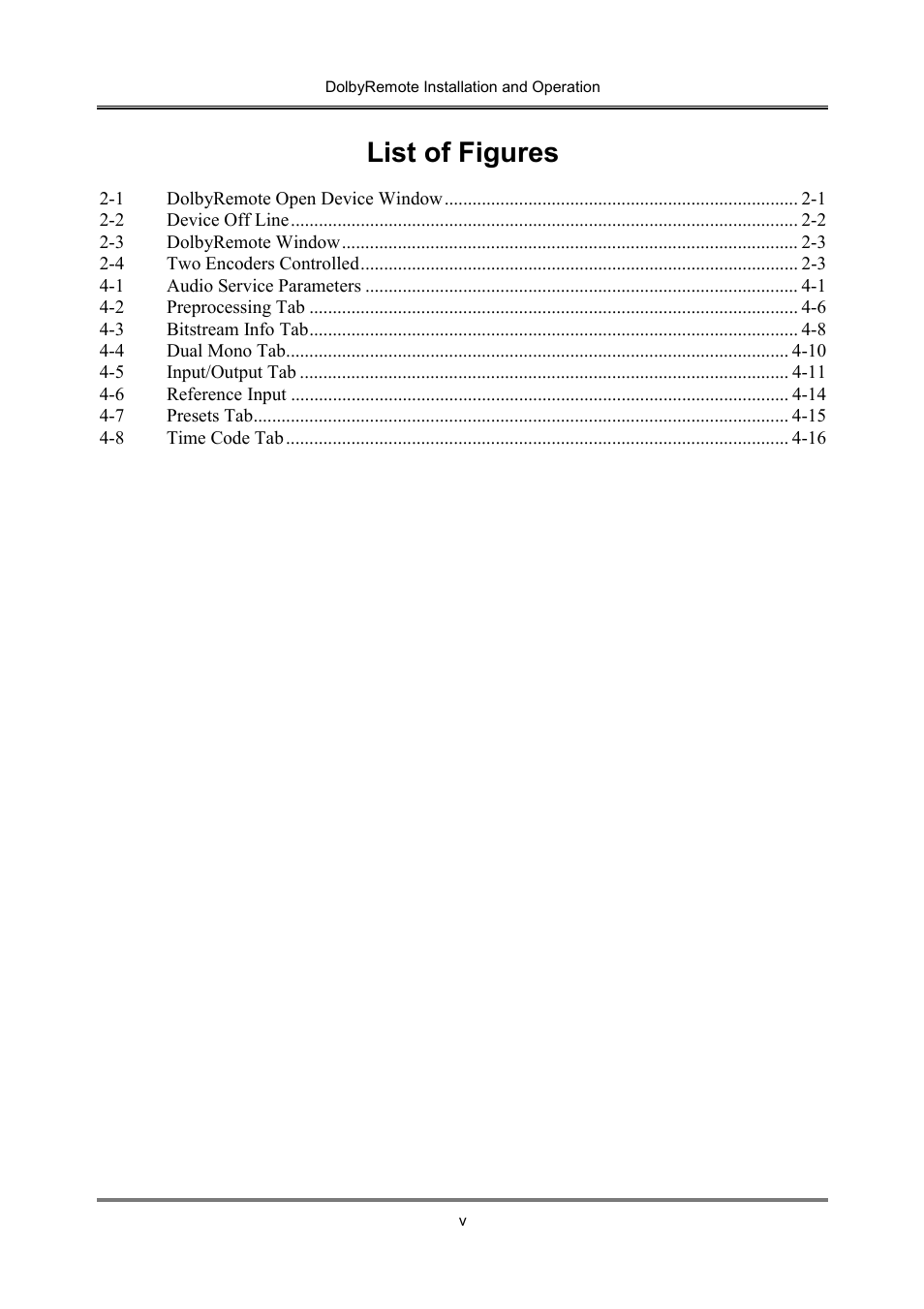 List of figures | Dolby Laboratories P/N 91659 User Manual | Page 5 / 36