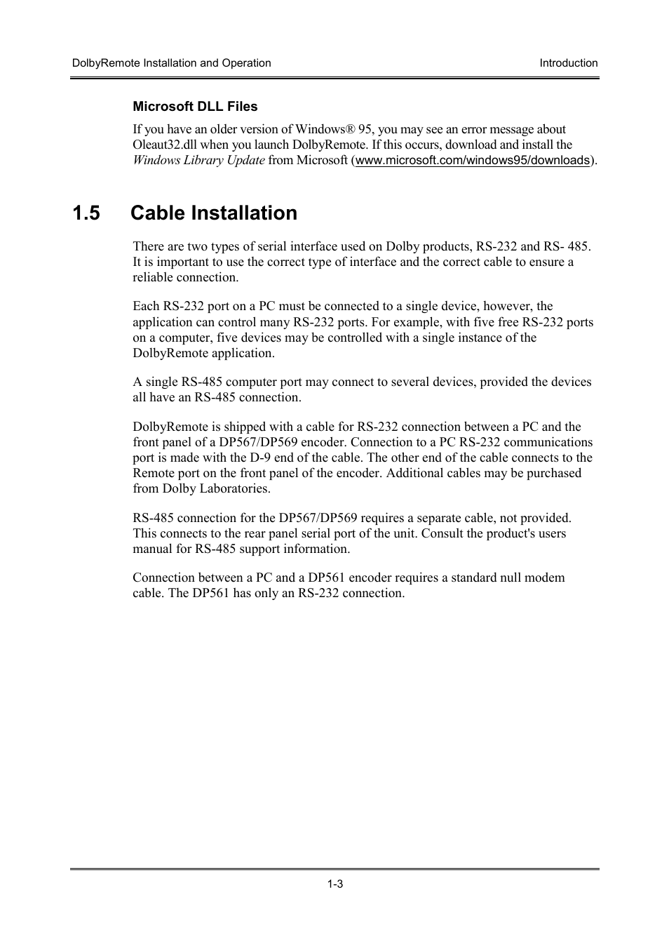 5 cable installation | Dolby Laboratories P/N 91659 User Manual | Page 9 / 36
