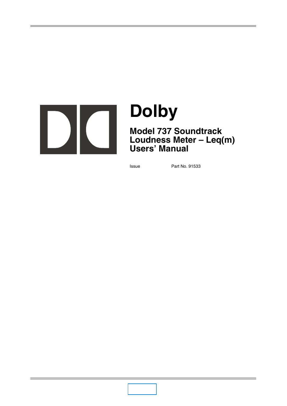 Dolby Laboratories 737 User Manual | 35 pages