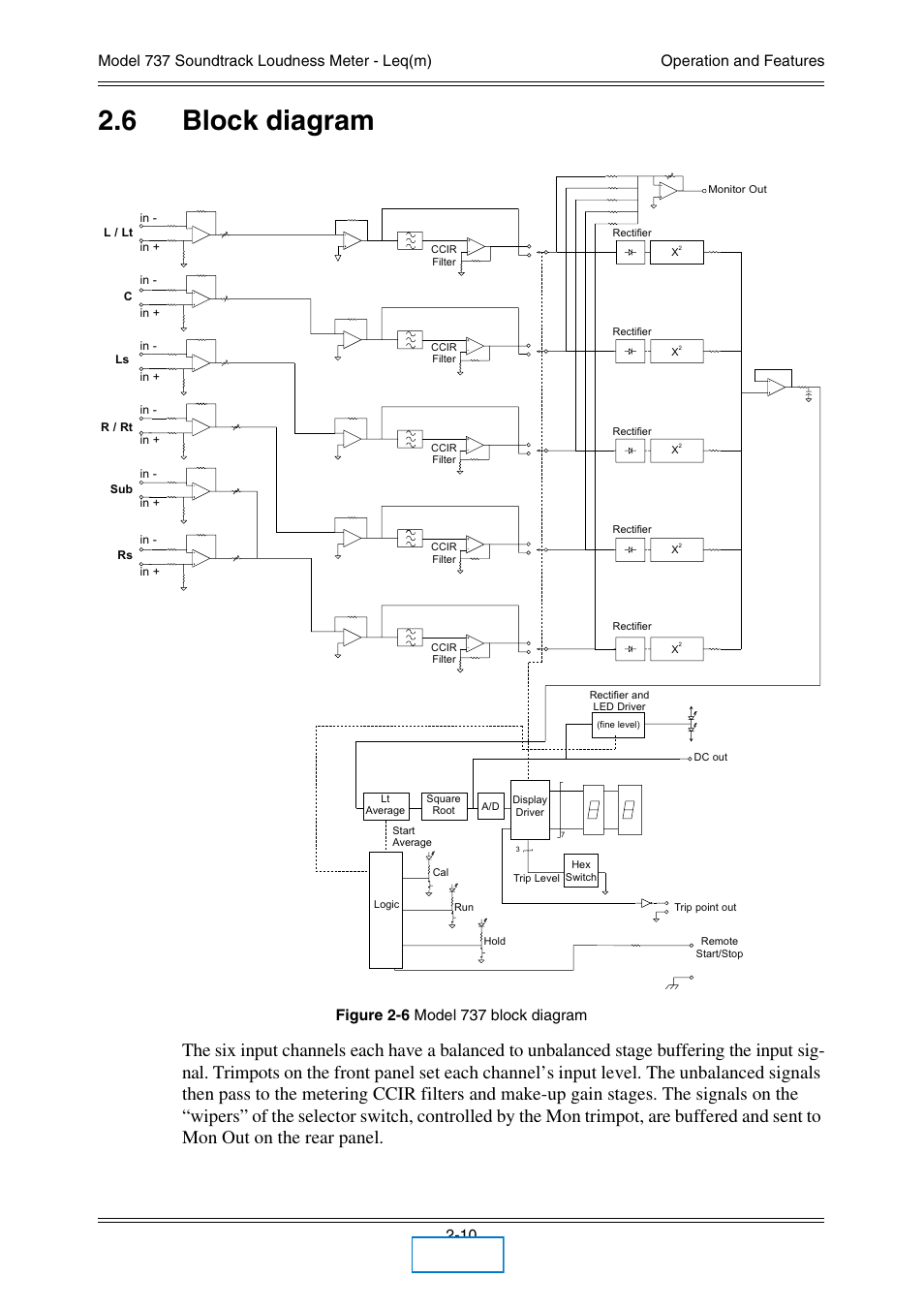 6 block diagram, Block diagram -10, Main | Dolby Laboratories 737 User Manual | Page 17 / 35