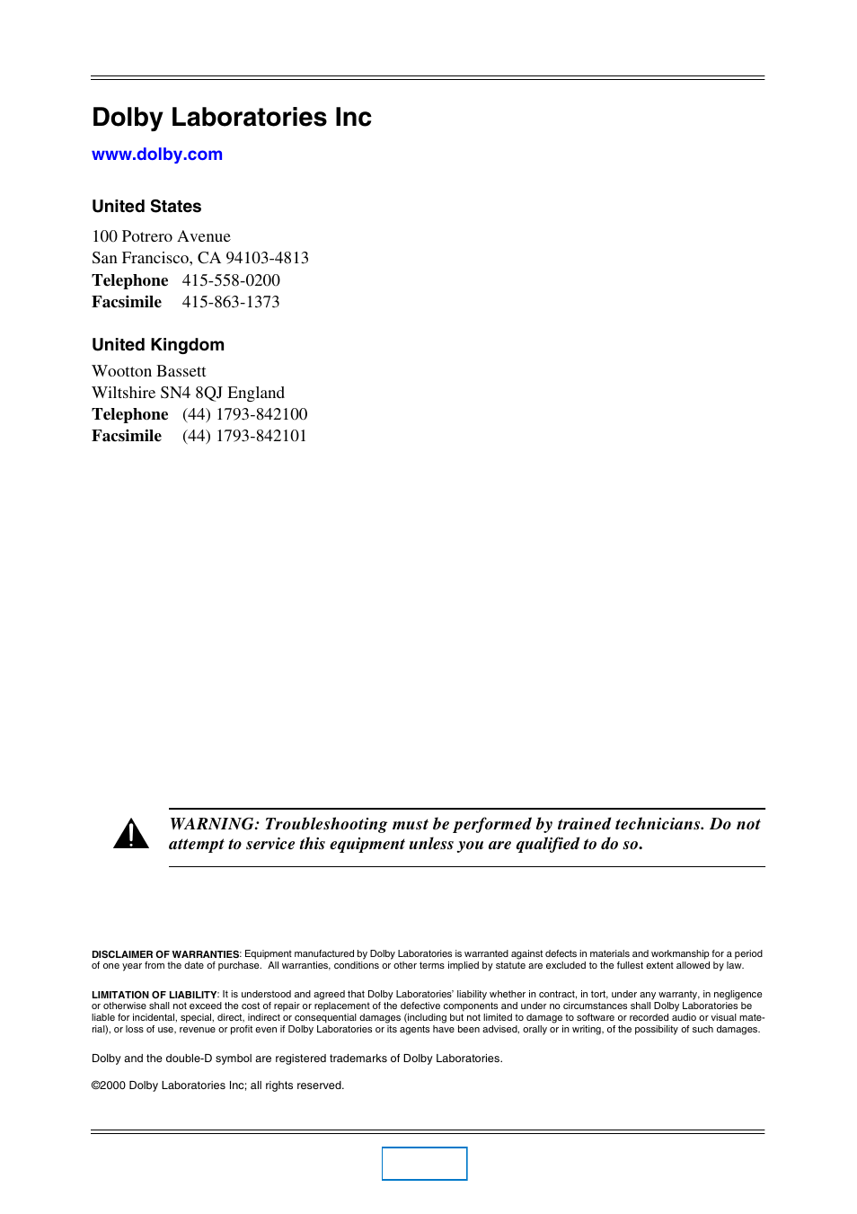 Dolby laboratories inc | Dolby Laboratories 737 User Manual | Page 2 / 35