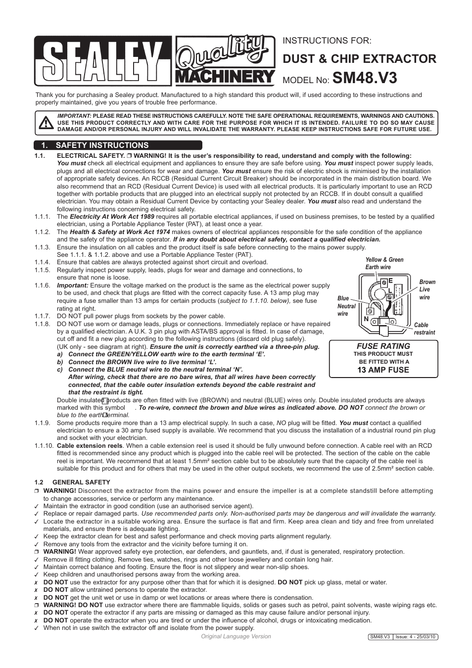 Sealey SM48 User Manual | 3 pages