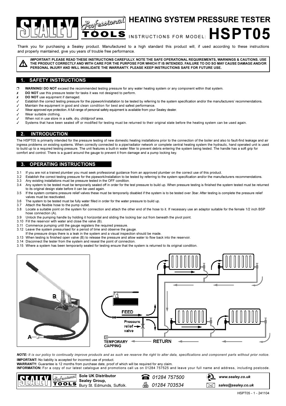 Sealey HSPT05 User Manual | 1 page