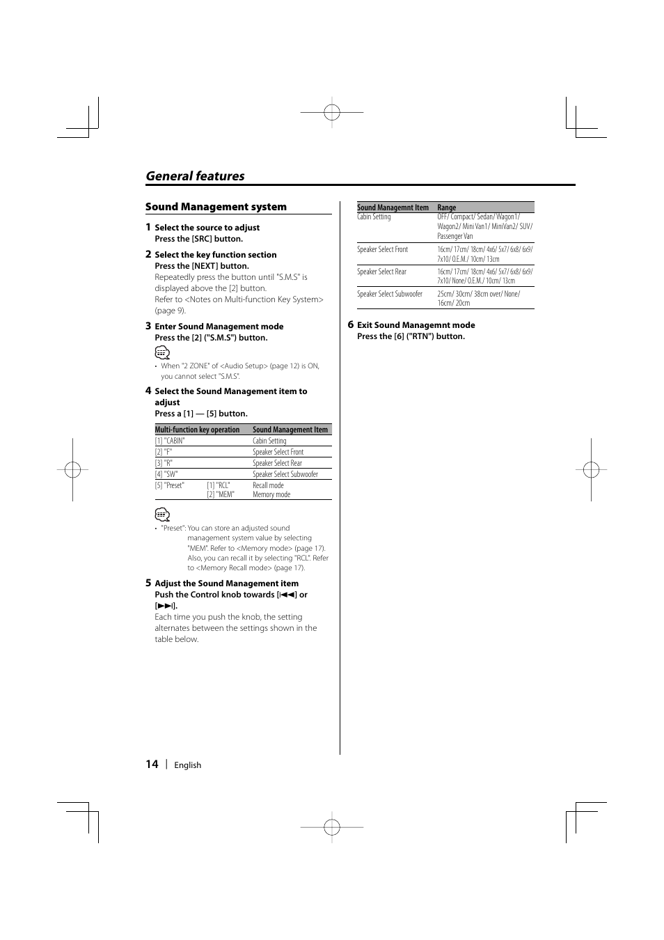 General features | Dolby Laboratories KDC-W8534 User Manual | Page 14 / 60