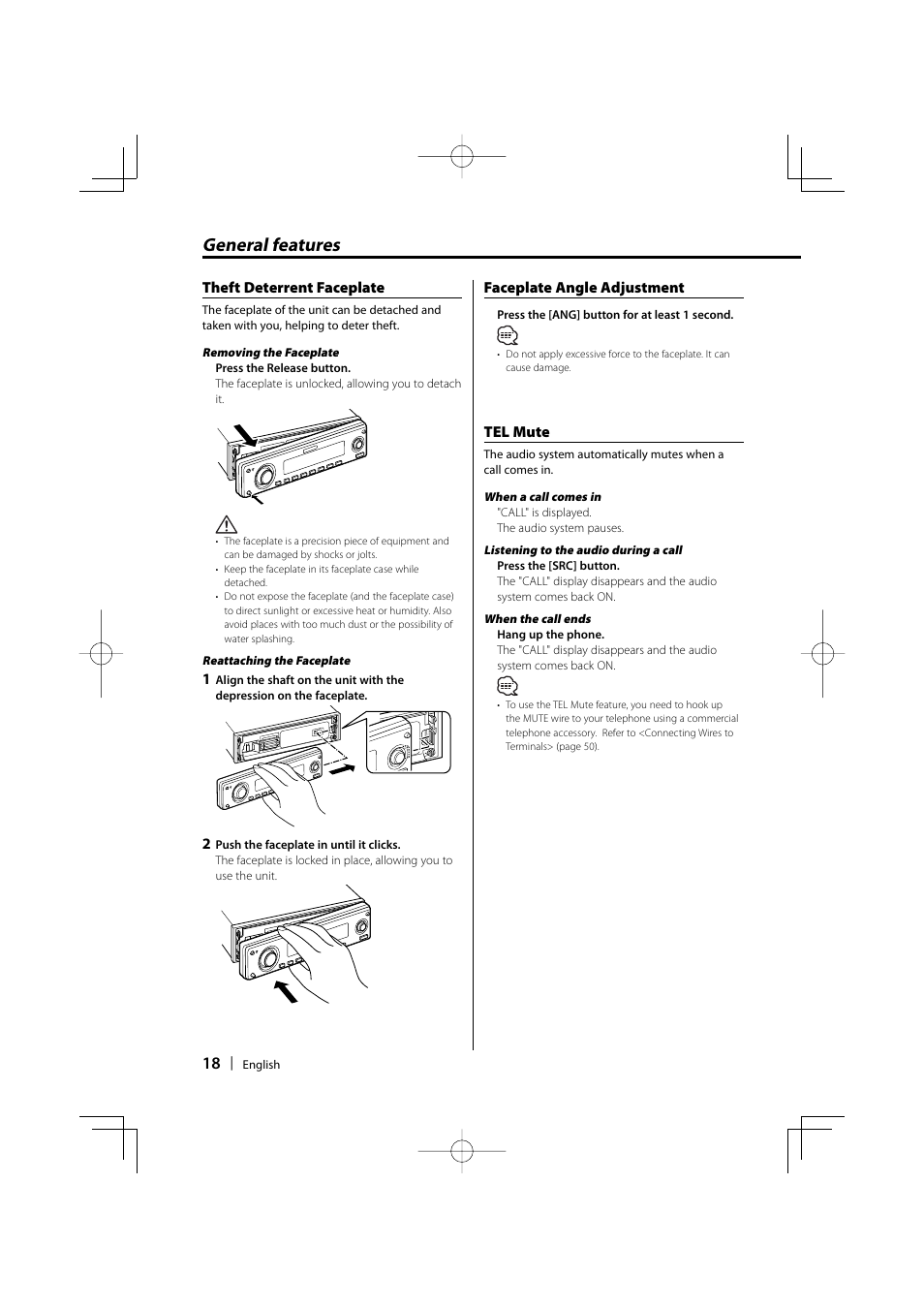 General features | Dolby Laboratories KDC-W8534 User Manual | Page 18 / 60