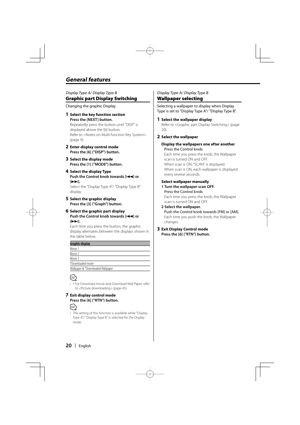 General features | Dolby Laboratories KDC-W8534 User Manual | Page 20 / 60