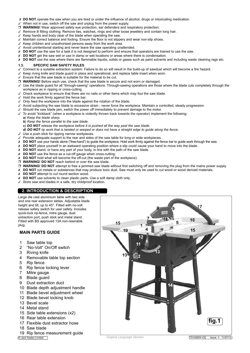 Fig.1 | Sealey TS10SEW User Manual | Page 2 / 6