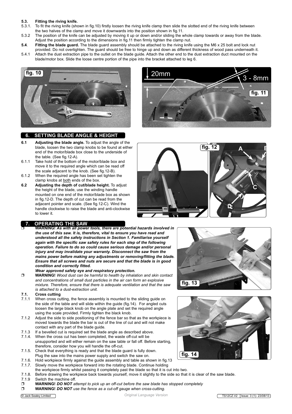 20mm 3 - 8mm, Ab c d, Fig. 12 | Fig. 13 fig. 14 | Sealey TS12CZ User Manual | Page 5 / 6