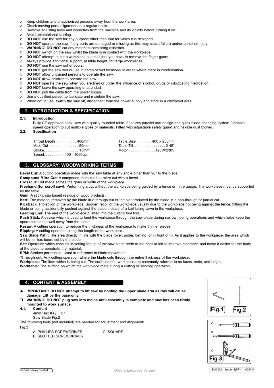 Fig.1 fig.2 fig.3 | Sealey SM1302 User Manual | Page 2 / 7