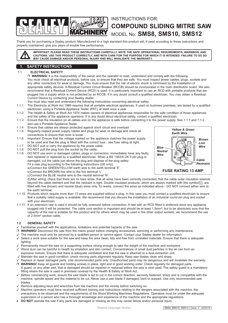 Sealey SMS10 User Manual | 5 pages