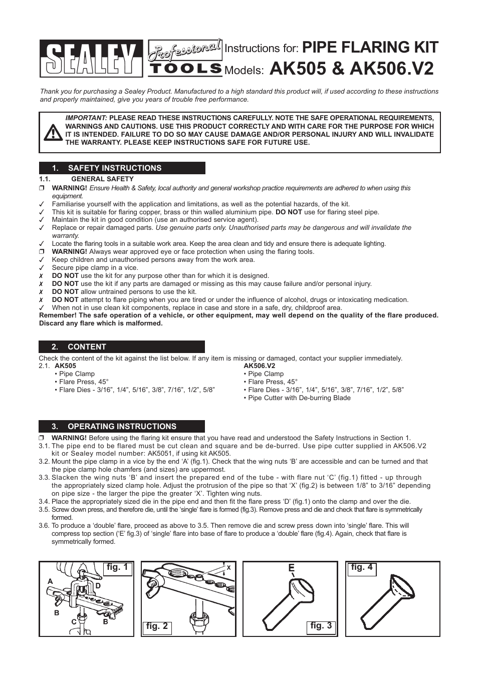 Sealey AK505 User Manual | 1 page