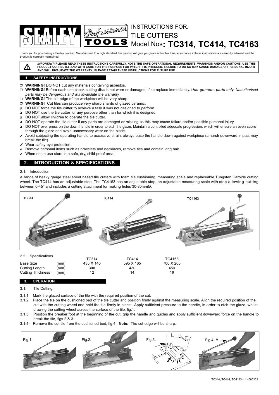 Sealey TC414 User Manual | 2 pages
