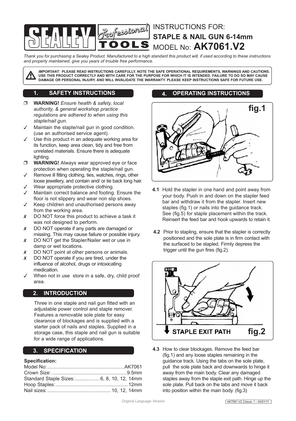 Sealey AK7061 User Manual | 2 pages