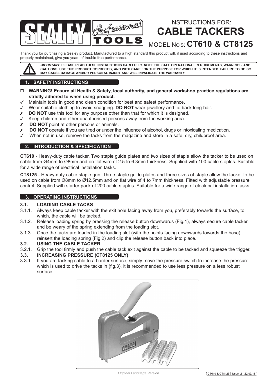 Sealey CT610 User Manual | 2 pages