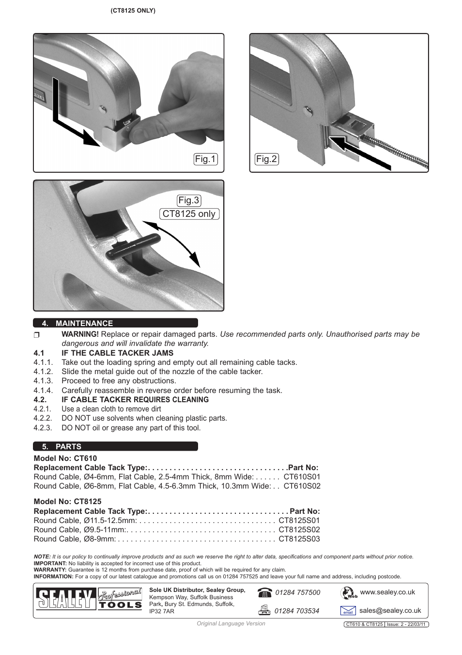 Sealey CT610 User Manual | Page 2 / 2