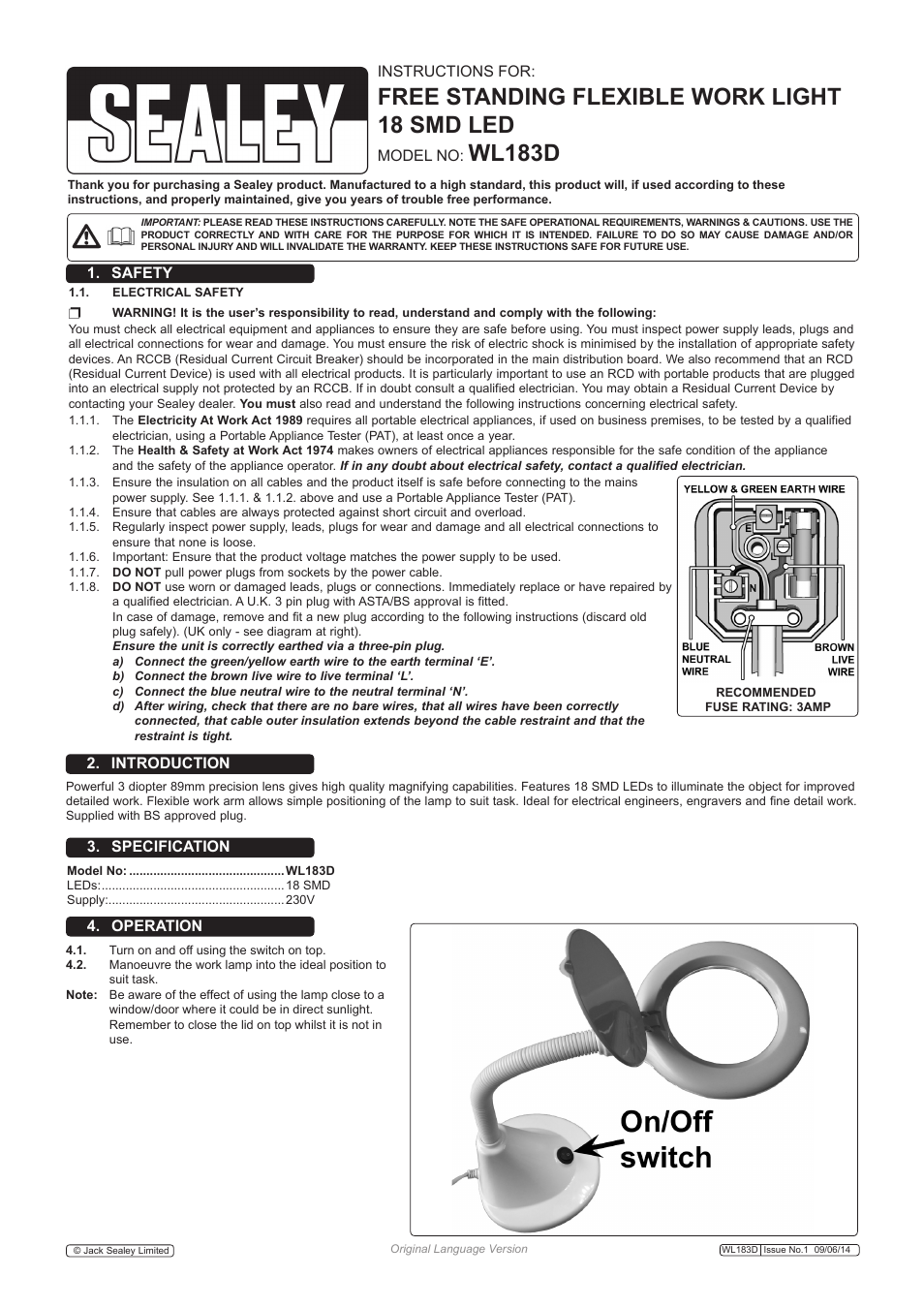 Sealey WL183D User Manual | 2 pages