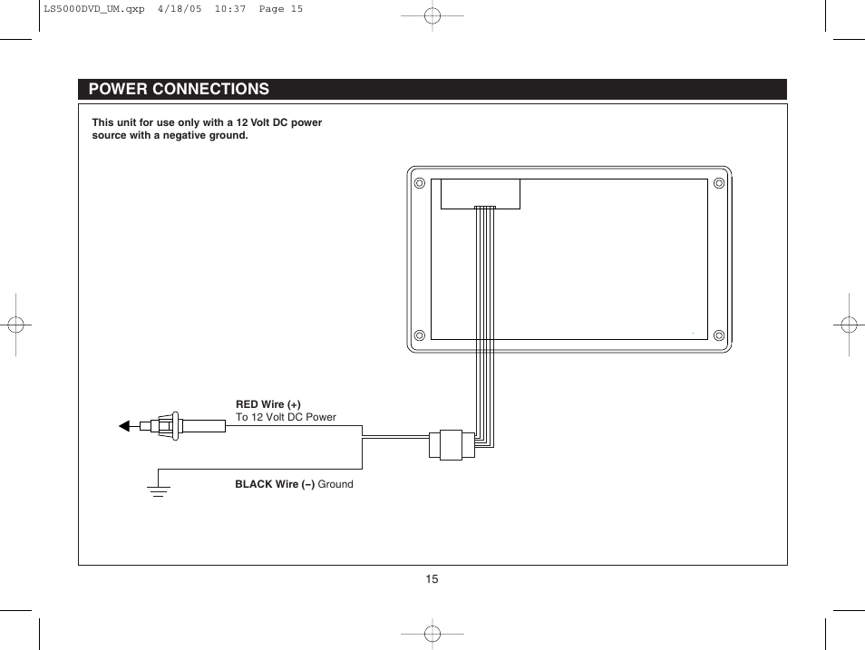 Power connections | Dolby Laboratories LS5000DVD User Manual | Page 15 / 20