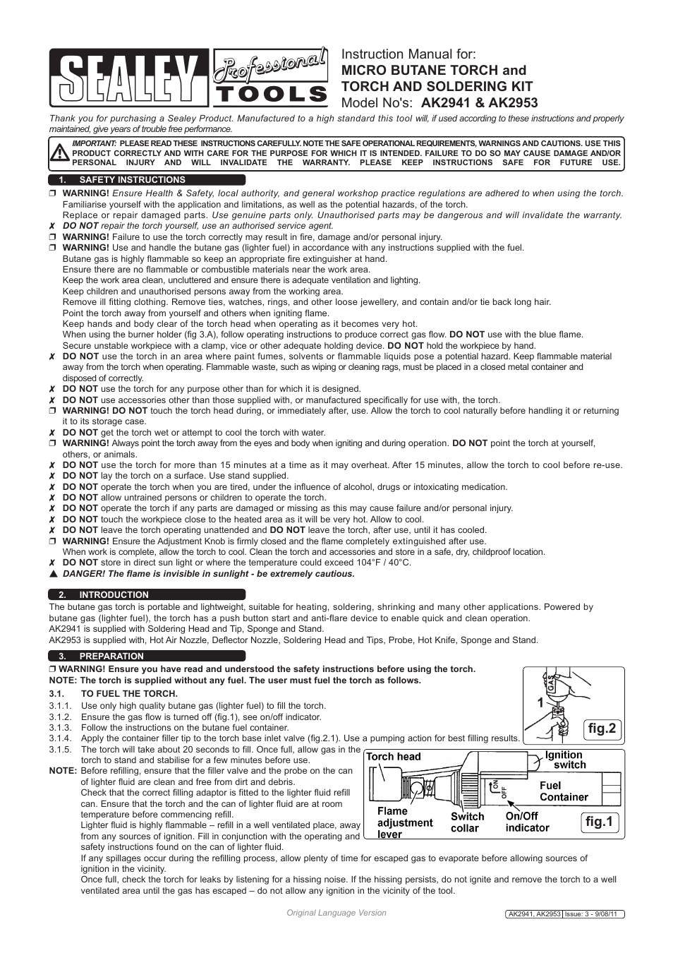 Sealey AK2941 User Manual | 2 pages