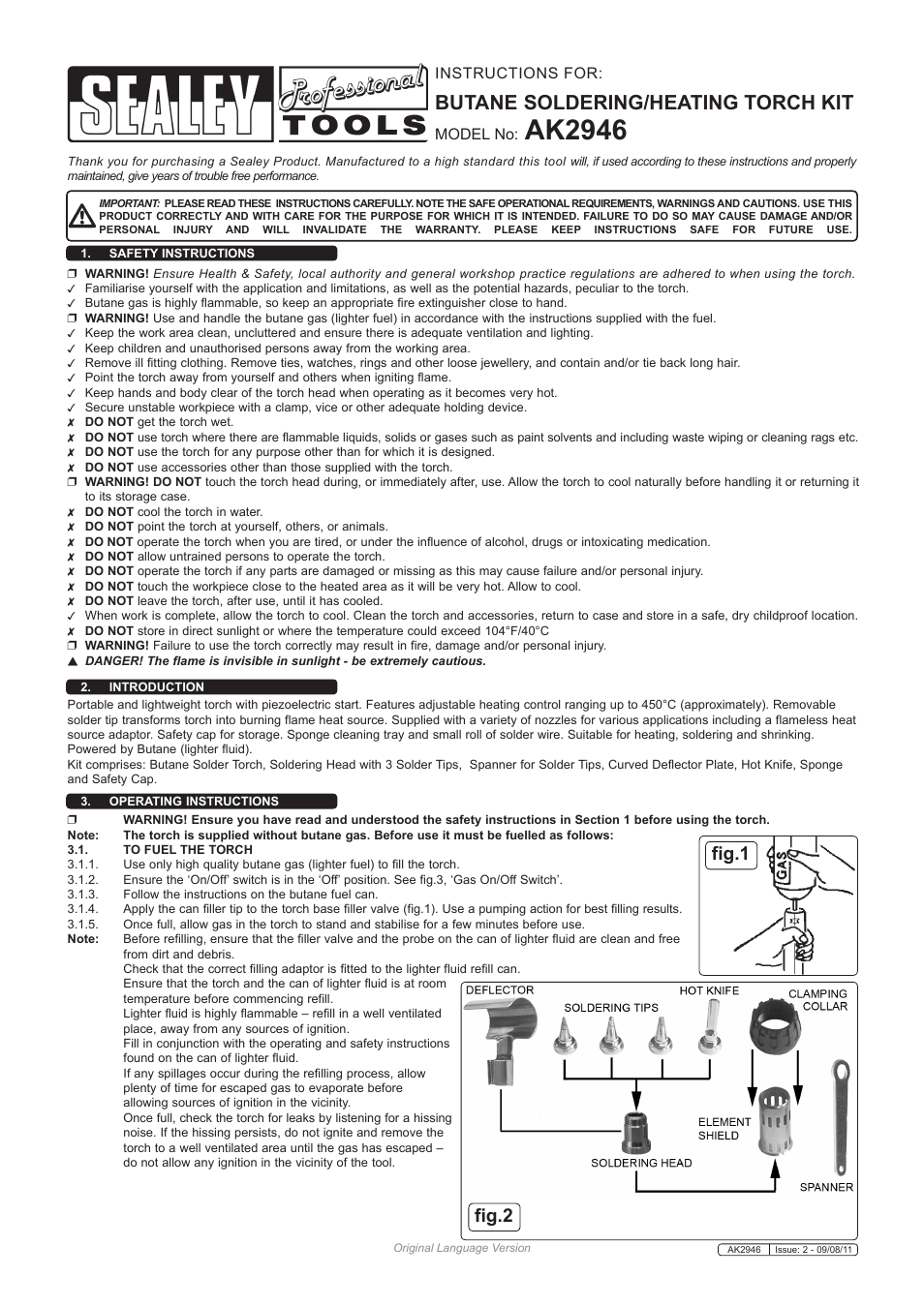 Sealey AK2946 User Manual | 2 pages