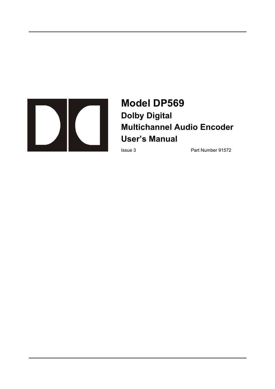 Dolby Laboratories DP569 User Manual | 90 pages