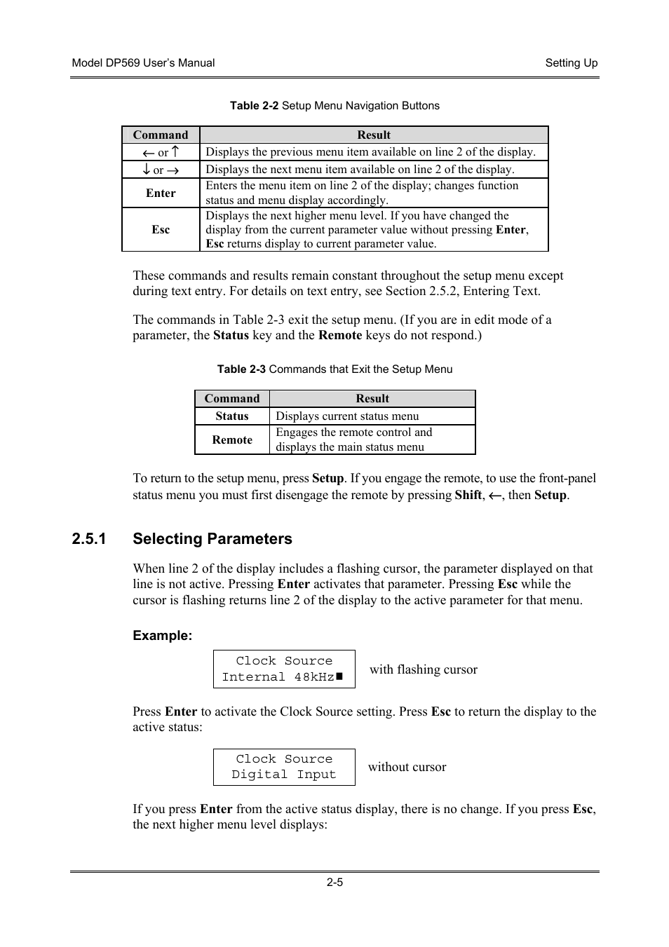 Selecting parameters, 1 selecting parameters | Dolby Laboratories DP569 User Manual | Page 19 / 90