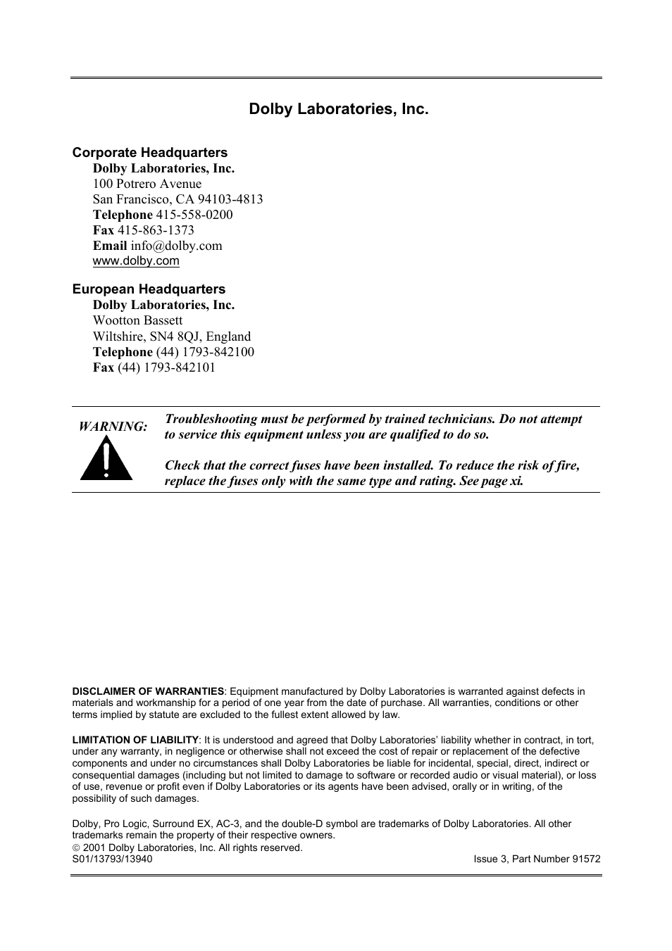 Dolby laboratories, inc | Dolby Laboratories DP569 User Manual | Page 2 / 90