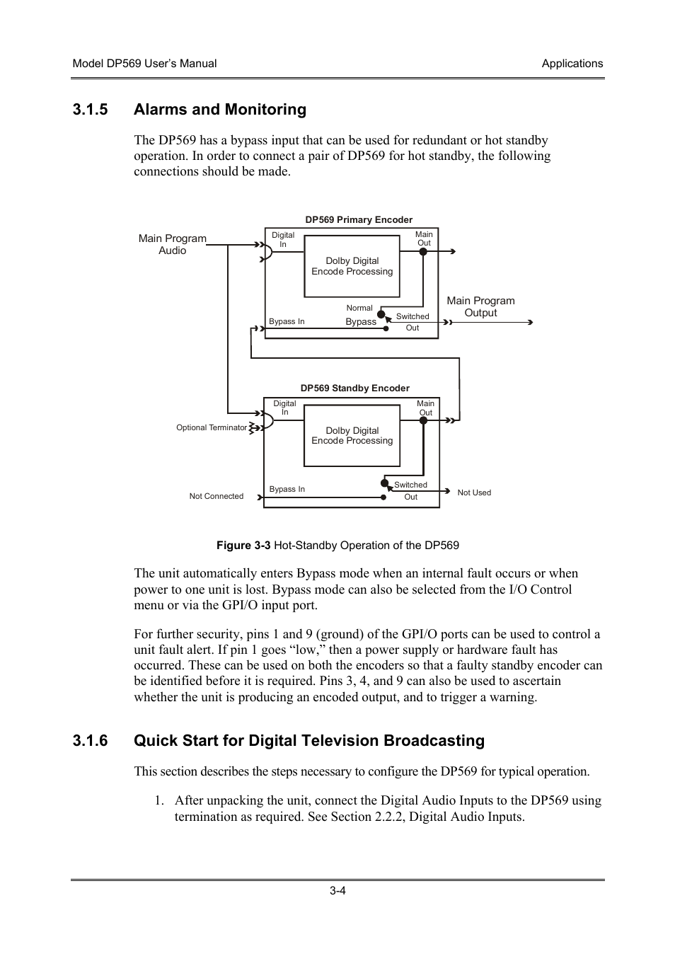Alarms and monitoring, Quick start for digital television broadcasting, 5 alarms and monitoring | 6 quick start for digital television broadcasting | Dolby Laboratories DP569 User Manual | Page 26 / 90