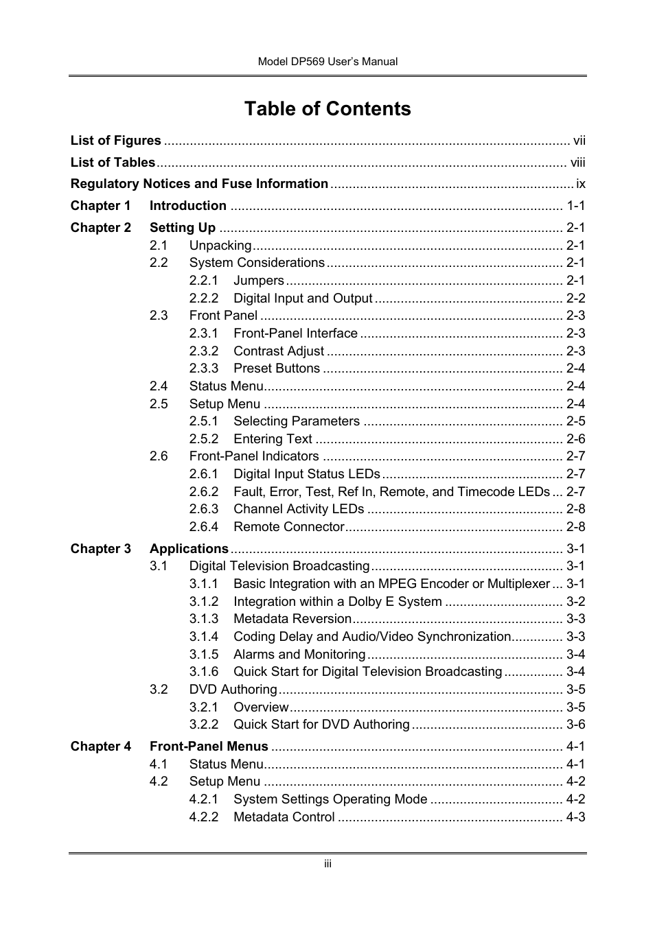 Dolby Laboratories DP569 User Manual | Page 3 / 90