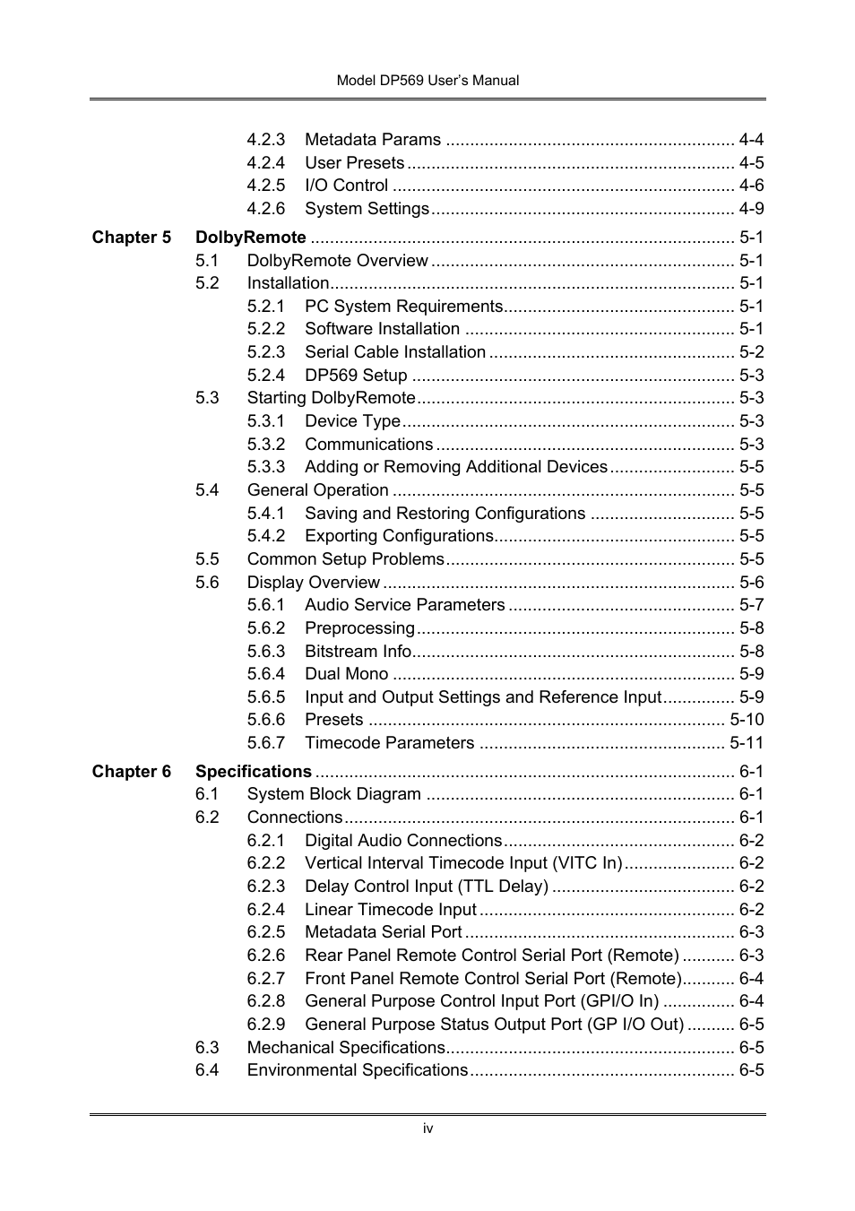 Dolby Laboratories DP569 User Manual | Page 4 / 90