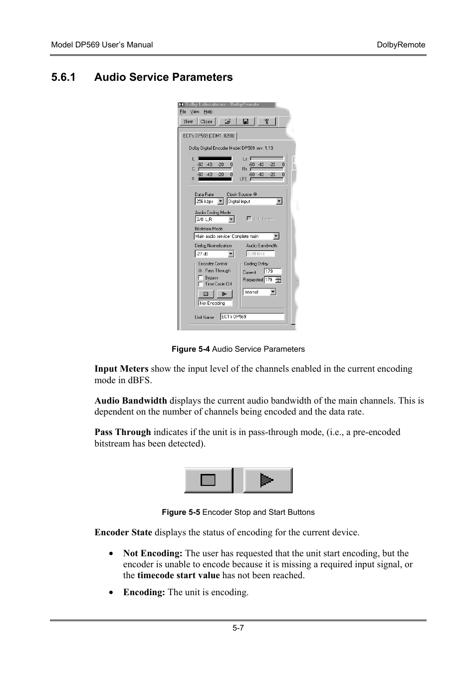 Audio service parameters, 1 audio service parameters | Dolby Laboratories DP569 User Manual | Page 47 / 90