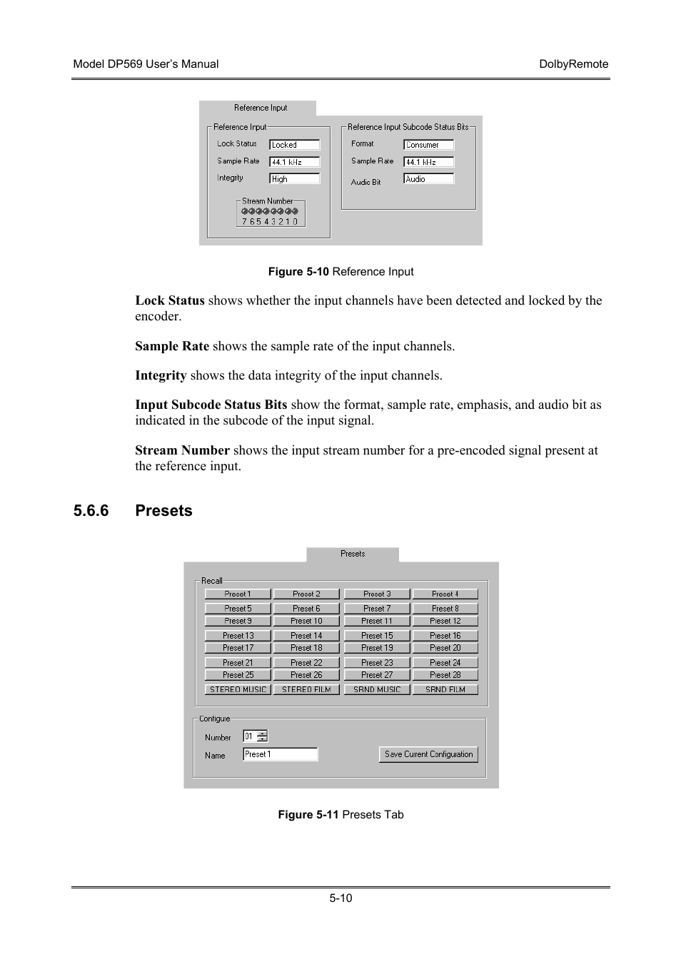 Presets, 6 presets | Dolby Laboratories DP569 User Manual | Page 50 / 90