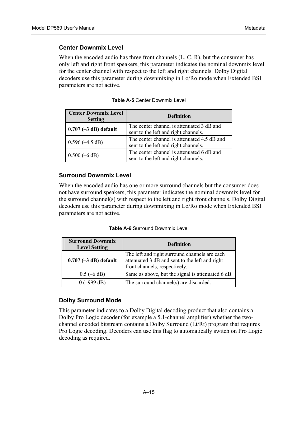 Dolby Laboratories DP569 User Manual | Page 73 / 90