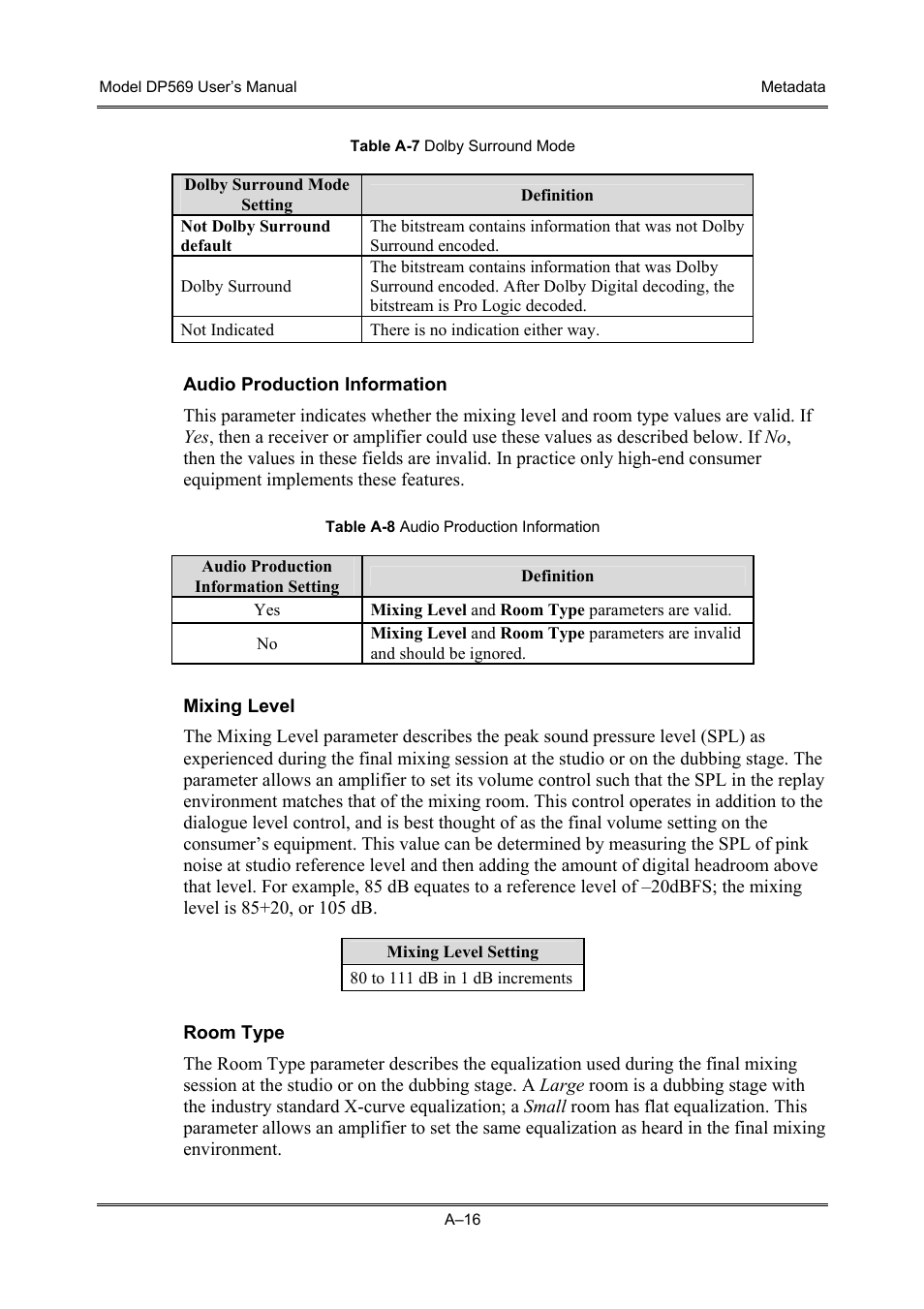 Dolby Laboratories DP569 User Manual | Page 74 / 90