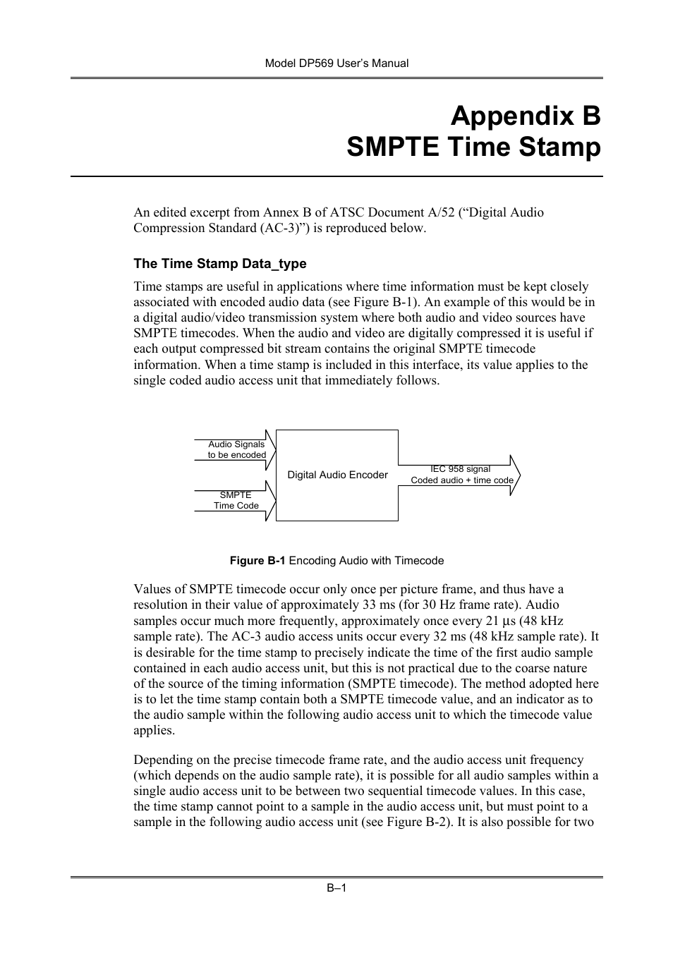 Appendix b smpte time stamp | Dolby Laboratories DP569 User Manual | Page 83 / 90