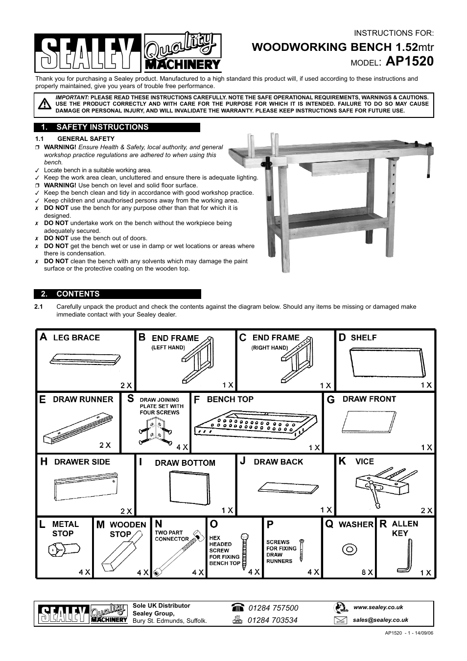 Sealey AP1520 User Manual | 4 pages