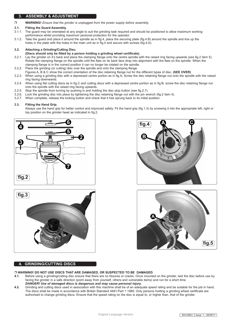 Fig.3 fig.4 fig.2, Fig.5 | Sealey SG125EU User Manual | Page 3 / 5