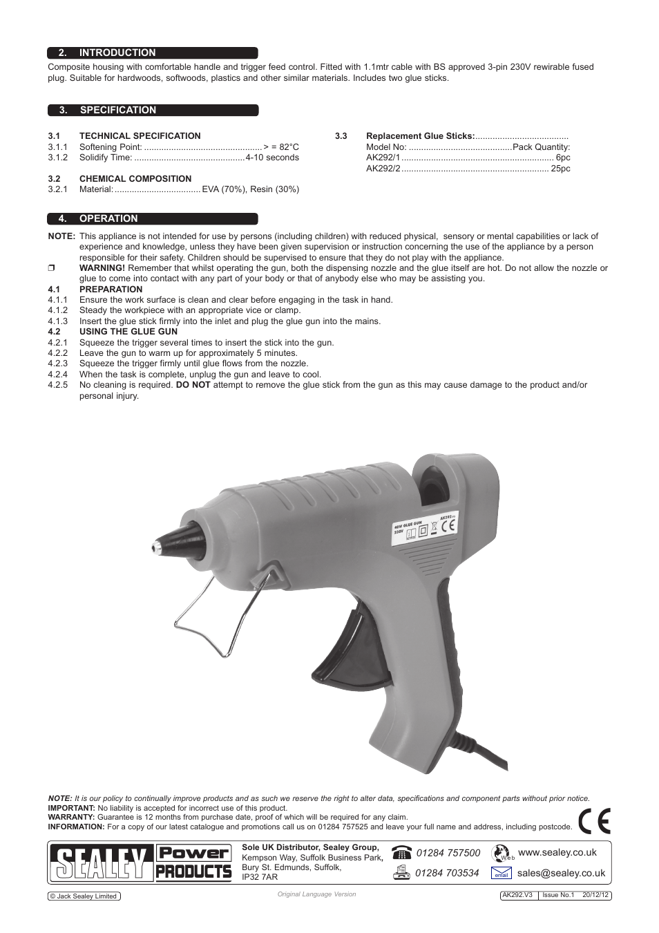 Sealey AK292 User Manual | Page 2 / 2