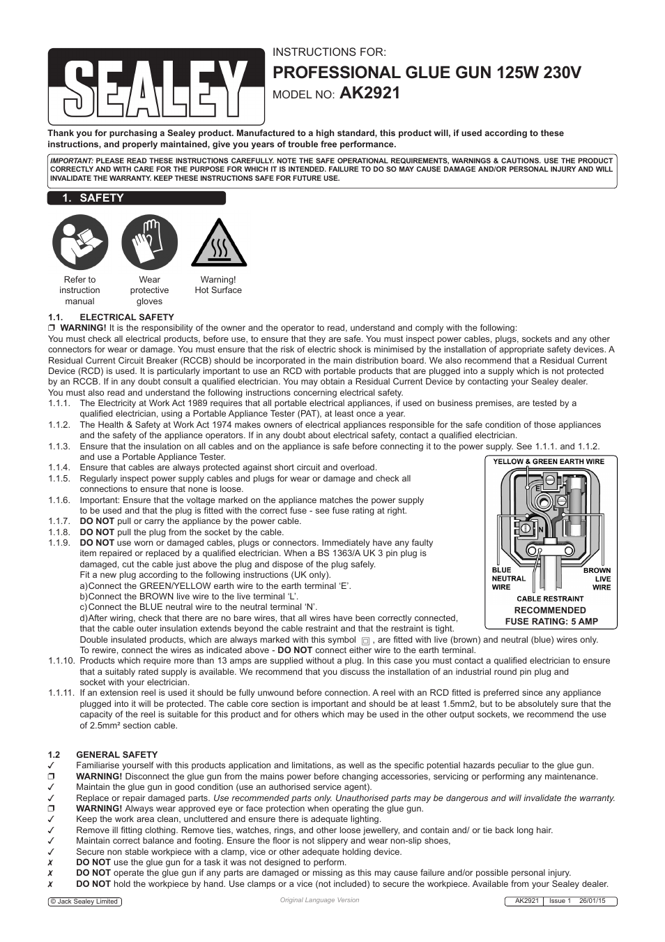 Sealey AK2921 User Manual | 2 pages