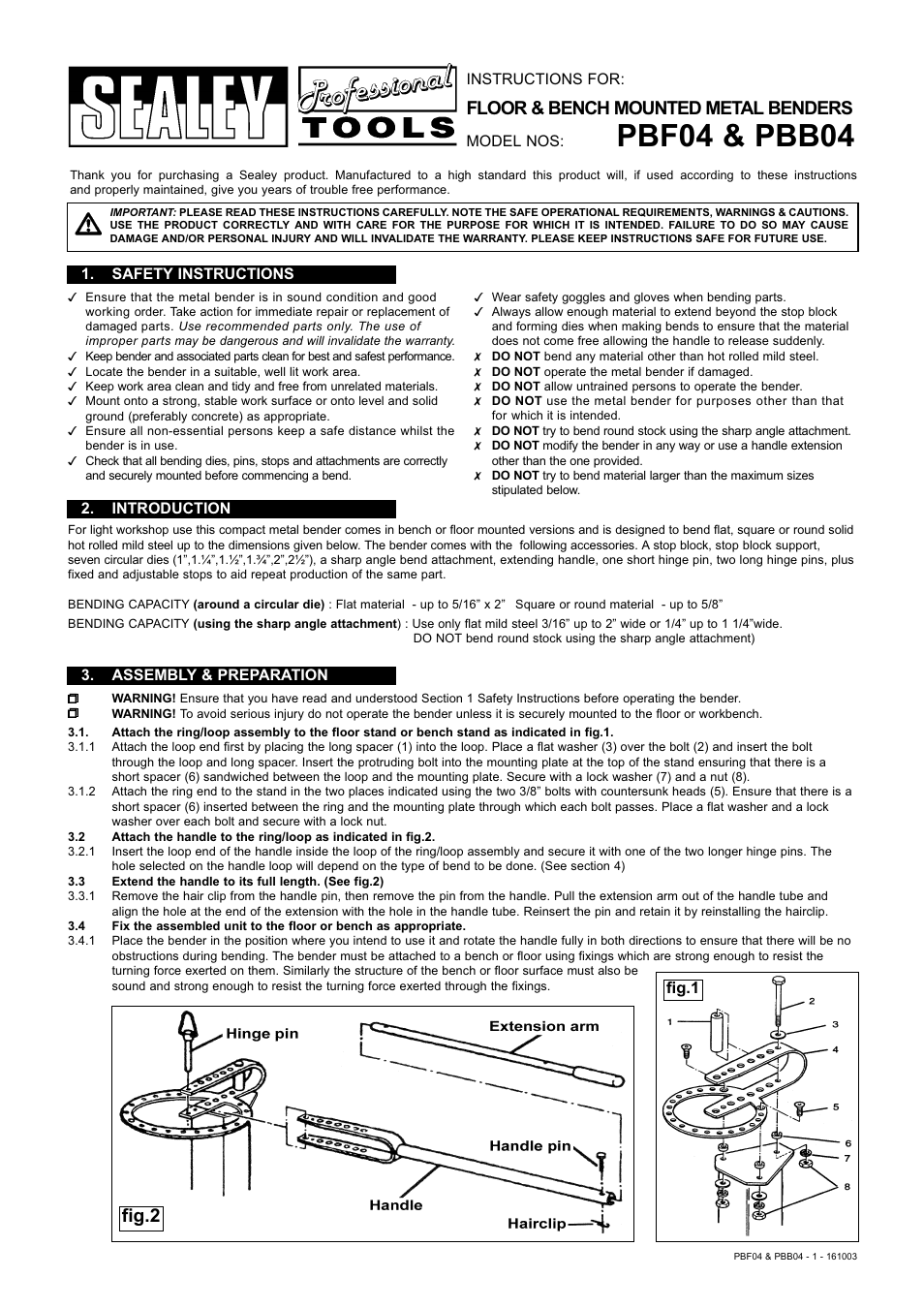 Sealey PBB04 User Manual | 3 pages