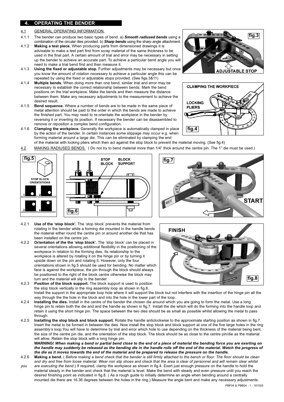 Operating the bender | Sealey PBB04 User Manual | Page 2 / 3