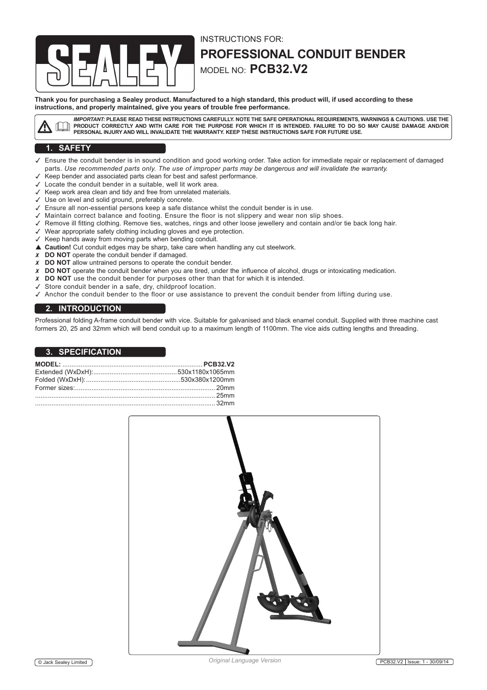 Sealey PCB32 User Manual | 3 pages