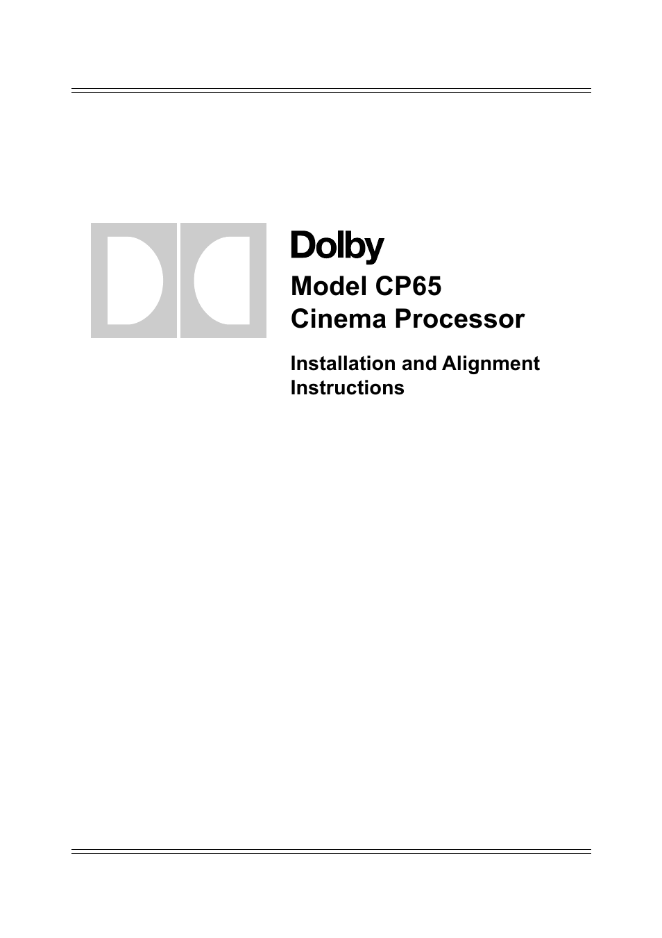 Dolby Laboratories CP65 User Manual | 82 pages