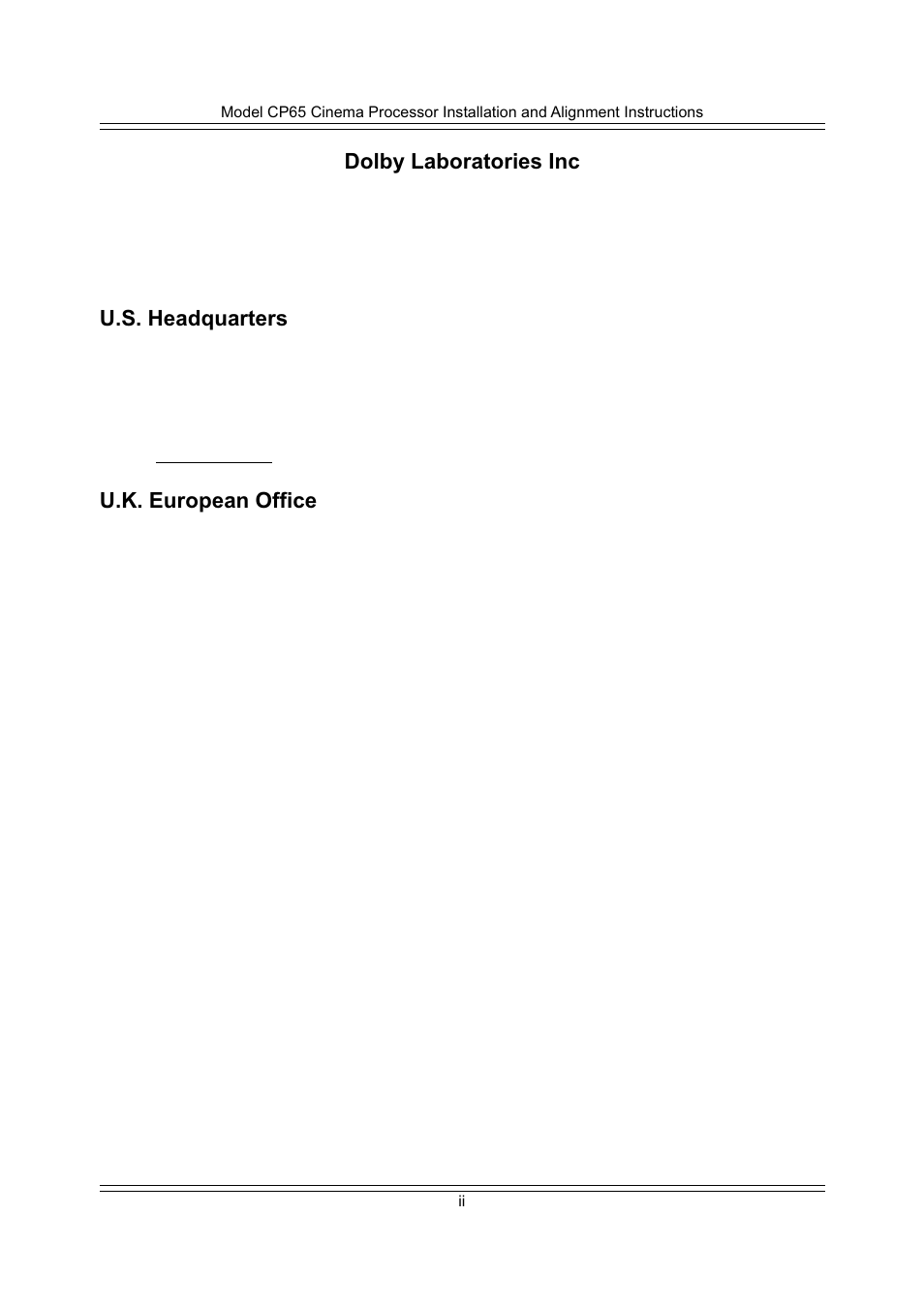Dolby Laboratories CP65 User Manual | Page 2 / 82
