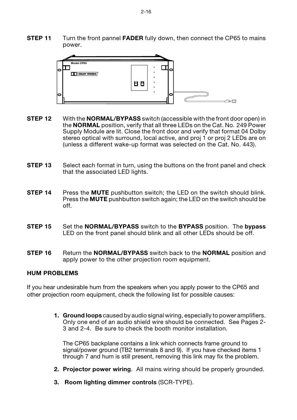 Hum problems, Hum problems -16 | Dolby Laboratories CP65 User Manual | Page 22 / 82