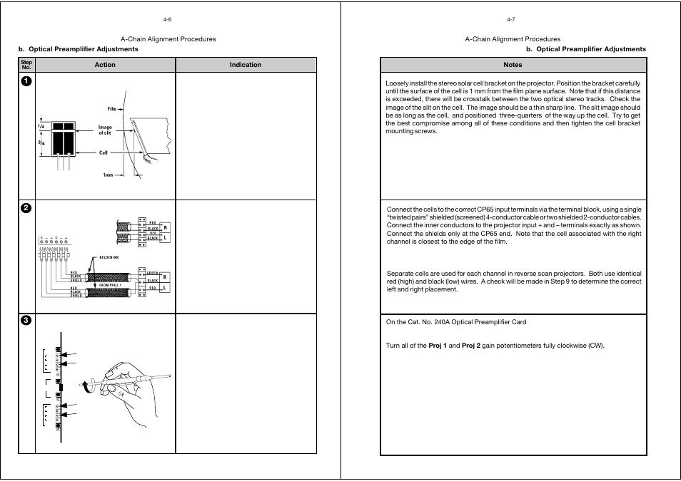 Optical preamplifier adjustments, B. optical preamplifier adjustments -6 | Dolby Laboratories CP65 User Manual | Page 30 / 82