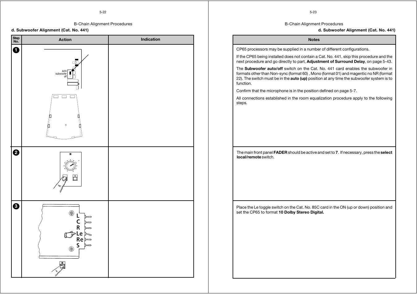 Subwoofer alignment, D. subwoofer alignment -22 | Dolby Laboratories CP65 User Manual | Page 50 / 82