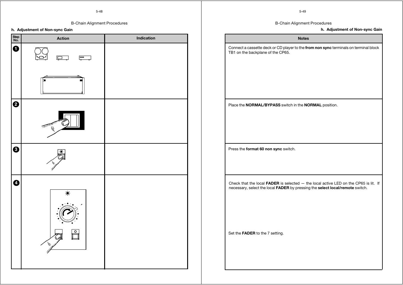 Adjustment of non-sync gain, H. adjustment of non-sync gain -48 | Dolby Laboratories CP65 User Manual | Page 63 / 82