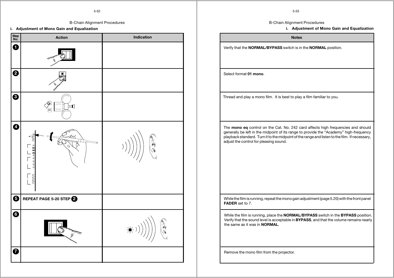 Adjustment of mono gain and equalization, Adjustment of mono gain and equalization -52 | Dolby Laboratories CP65 User Manual | Page 65 / 82