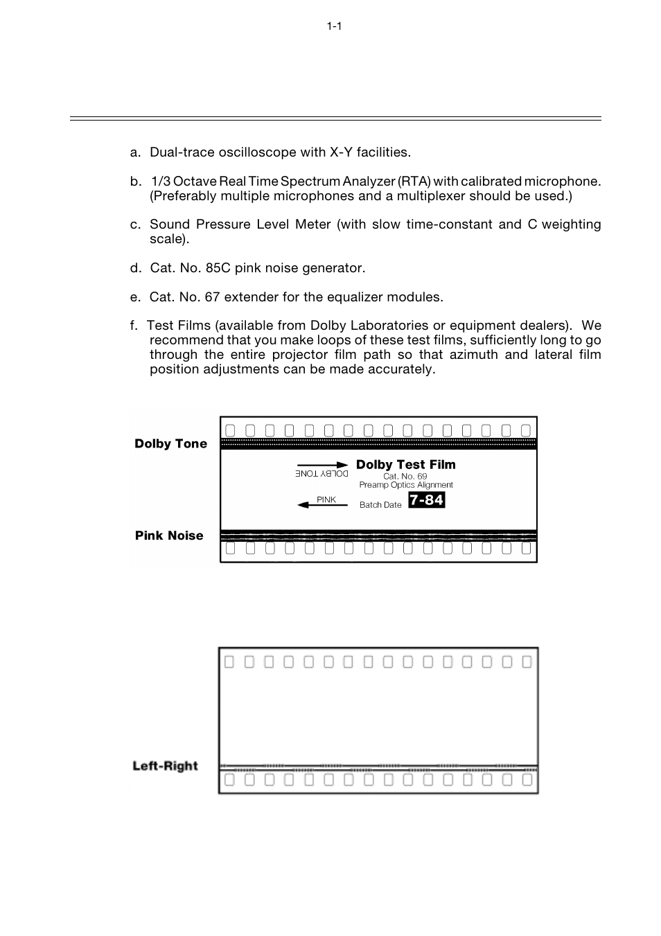 Section 1 equipment required, Equipment required -1 | Dolby Laboratories CP65 User Manual | Page 7 / 82