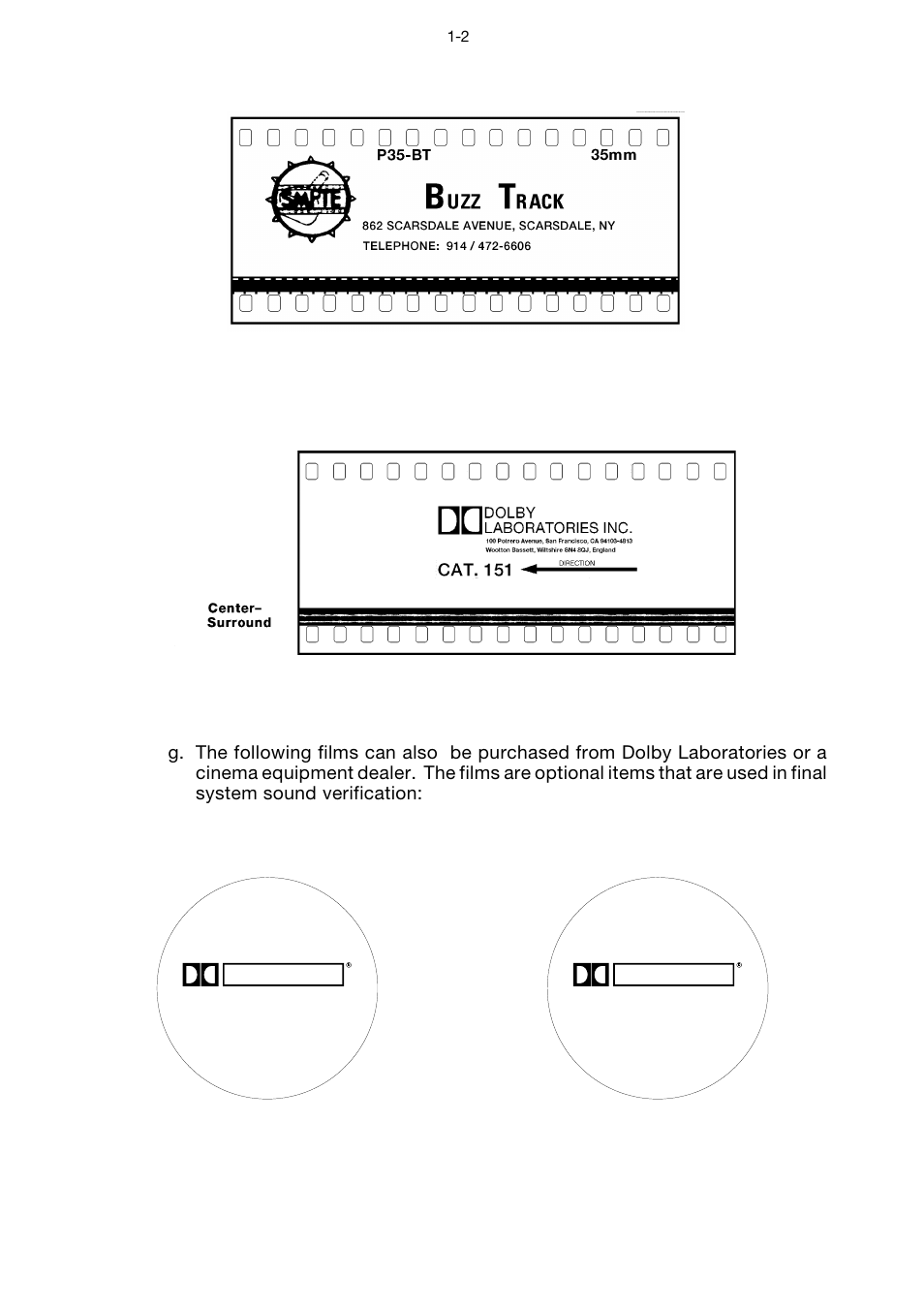 Listen, Jiffy test film | Dolby Laboratories CP65 User Manual | Page 8 / 82